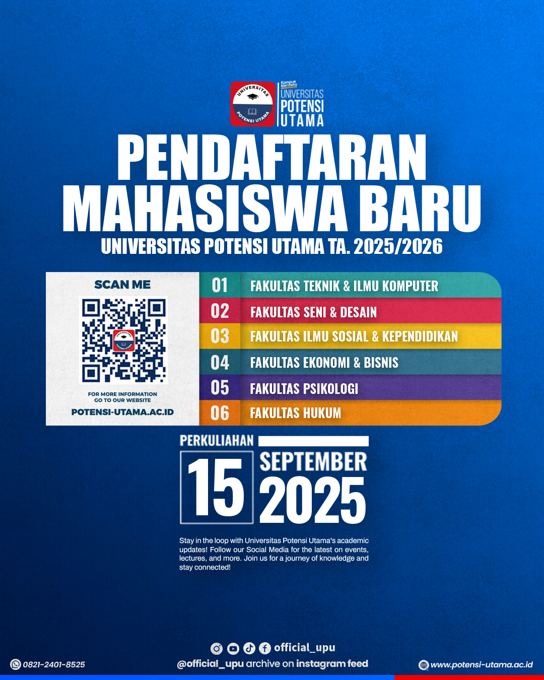 Pendaftaran Mahasiswa Baru Universitas Potensi Utama 2024/2025